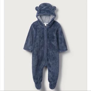 The White Company Blue fleece romper 12-18 months